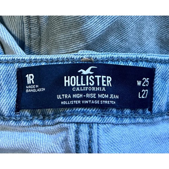 Hollister Women’s Ultra High-Rise Distressed Mom Jeans Size 1 - Picture 4 of 5